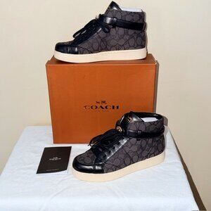 NEW Coach Ray Outline Signature Sport Sneaker Boots – Black Smoke Size 8.5 box
